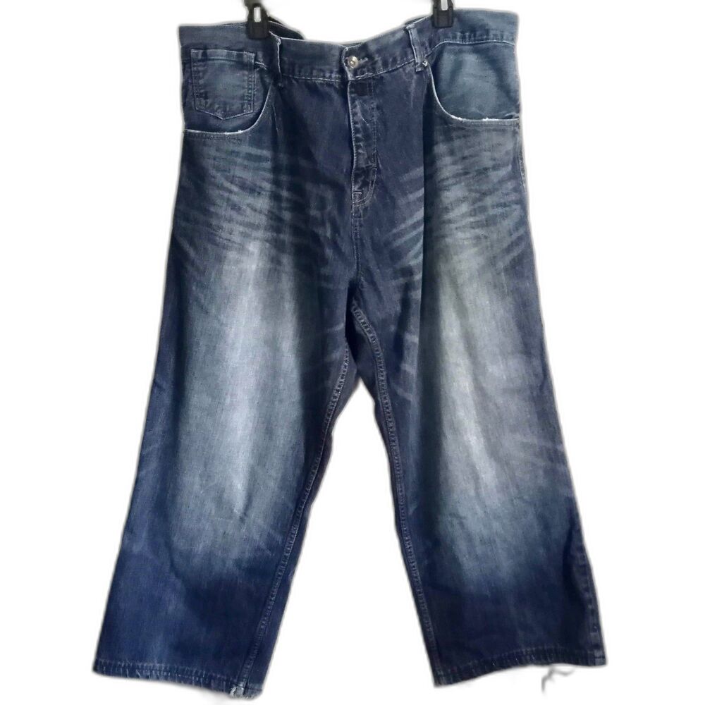 Vintage ROCAWEAR Baggy Wide High Waist Jeans 48 26 Blue Denim Streetwear Rap